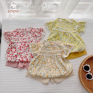 Set bộ bé gái hoa nhí phối ren 3 màu