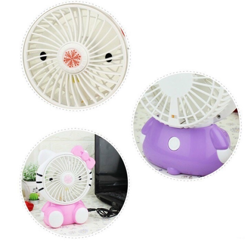 Quạt Mini Để Bàn Kitty Pin Sạc Usb Ngộ Nghĩnh Đáng Yêu