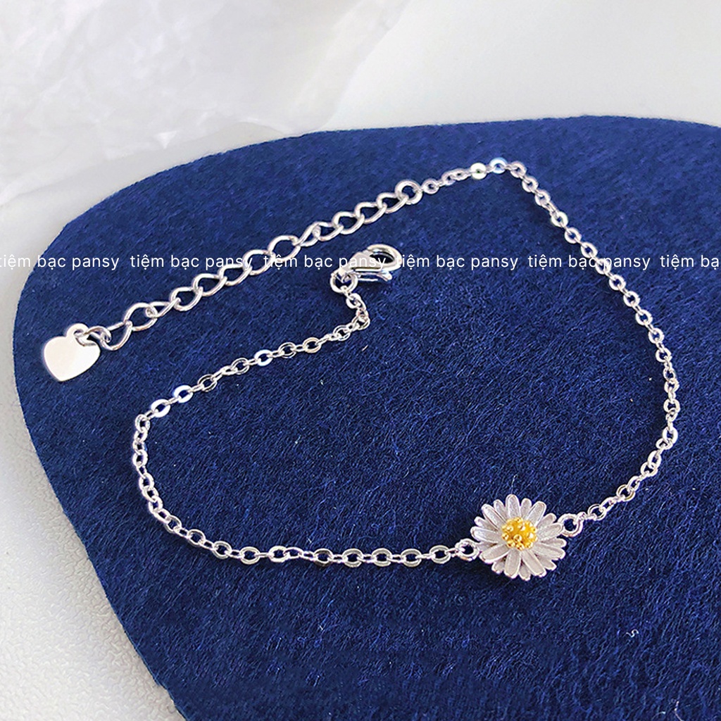 Lắc tay cúc hoạ mi bạc ta PANSY dây mảnh duyên dáng - Vòng bạc nữ bạc thật cao cấp
