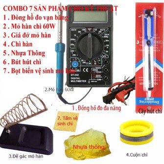 Bộ Đồng hồ đo vạn năng DT 832 và 6 dụng cụ hàn chì