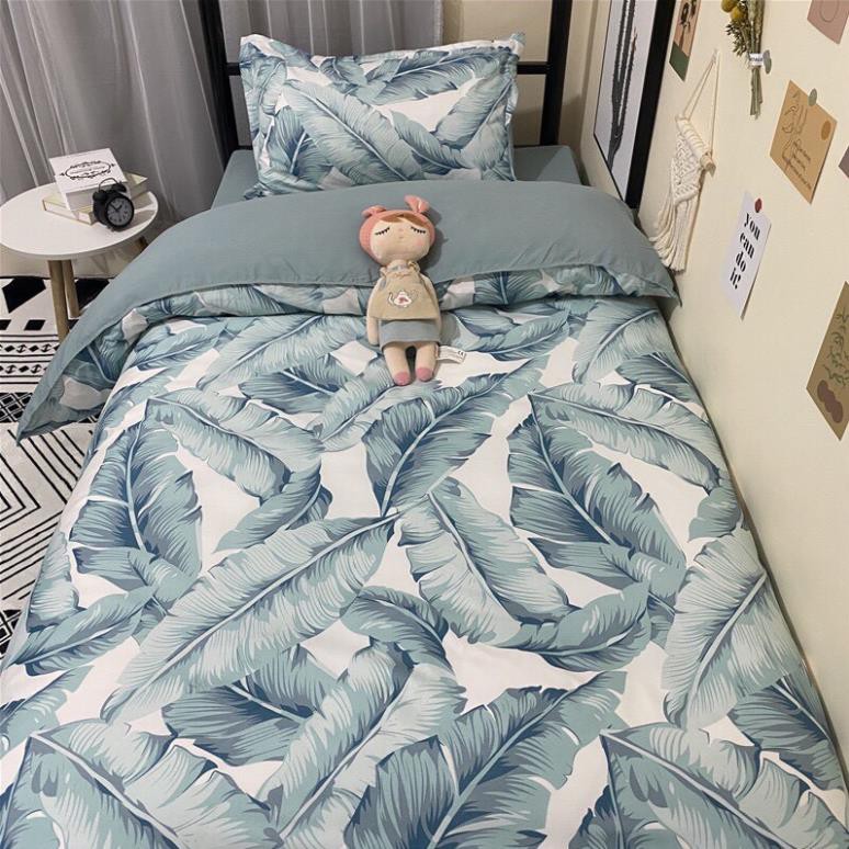 Ga gối poly cotton Lá Chuối nhập khẩu bộ 4 món Chăn, ga , 2 vỏ gối | BigBuy360 - bigbuy360.vn