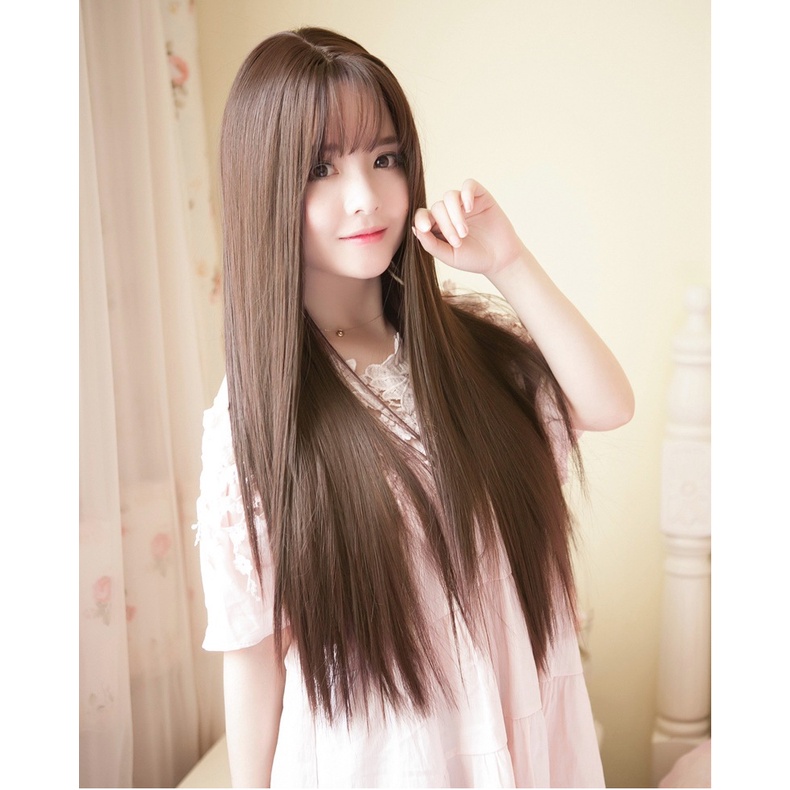 💗TẶNG LƯỚI💗Tóc giả nữ nguyên đầu thẳng cao cấp có da đầu - TG87