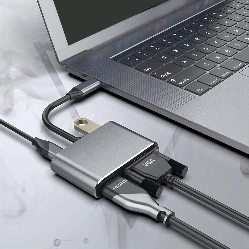 Bộ Chuyển Đổi 4 Trong 1 Type C Sang Vga Hdmi Cho Pro / Macbook-Gray | BigBuy360 - bigbuy360.vn