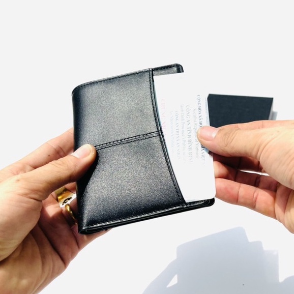 ví nam đứng da thật nhập black men thời trang công sở có hộp bh 12 tháng