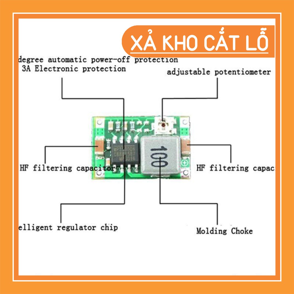 (xả kho) Bảng mạch hạ áp DC-DC mini 3A chuyển đổi từ 5V-23V sang 3.3V 6V 9V 12V