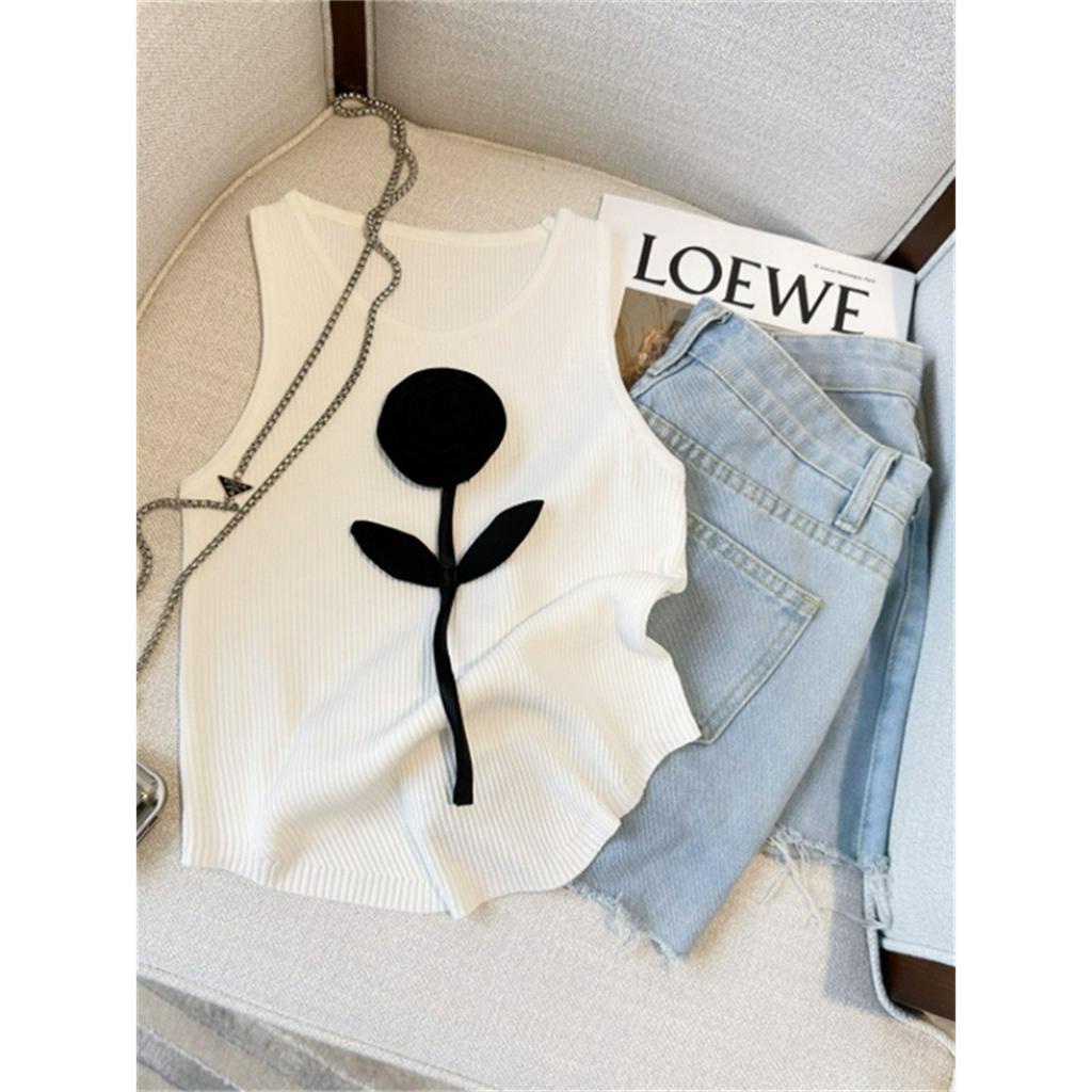 QADCOL Áo Dệt Kim Không Tay In Hoa 3D Thời Trang Mùa Hè Hàng Mới Dành Cho Bạn Nữ