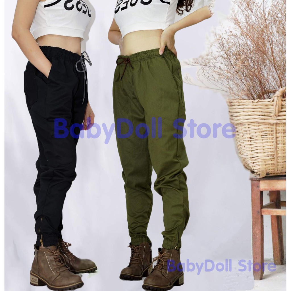 Quần jogger kaki khóa zip túi sau nữ | BigBuy360 - bigbuy360.vn