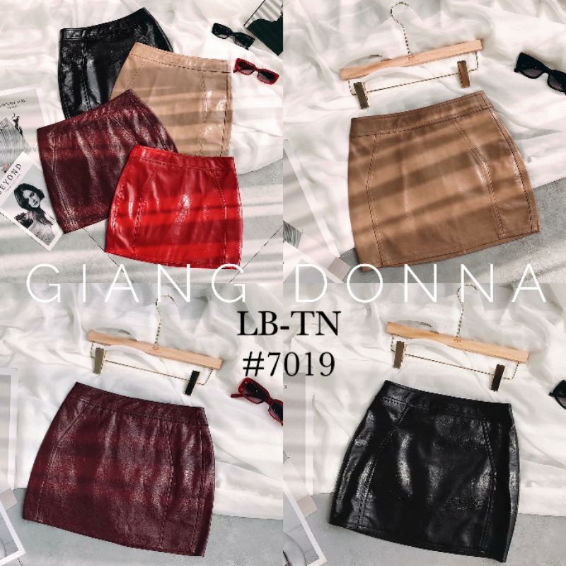 Chân váy da trơn khóa sau hàng QCL1