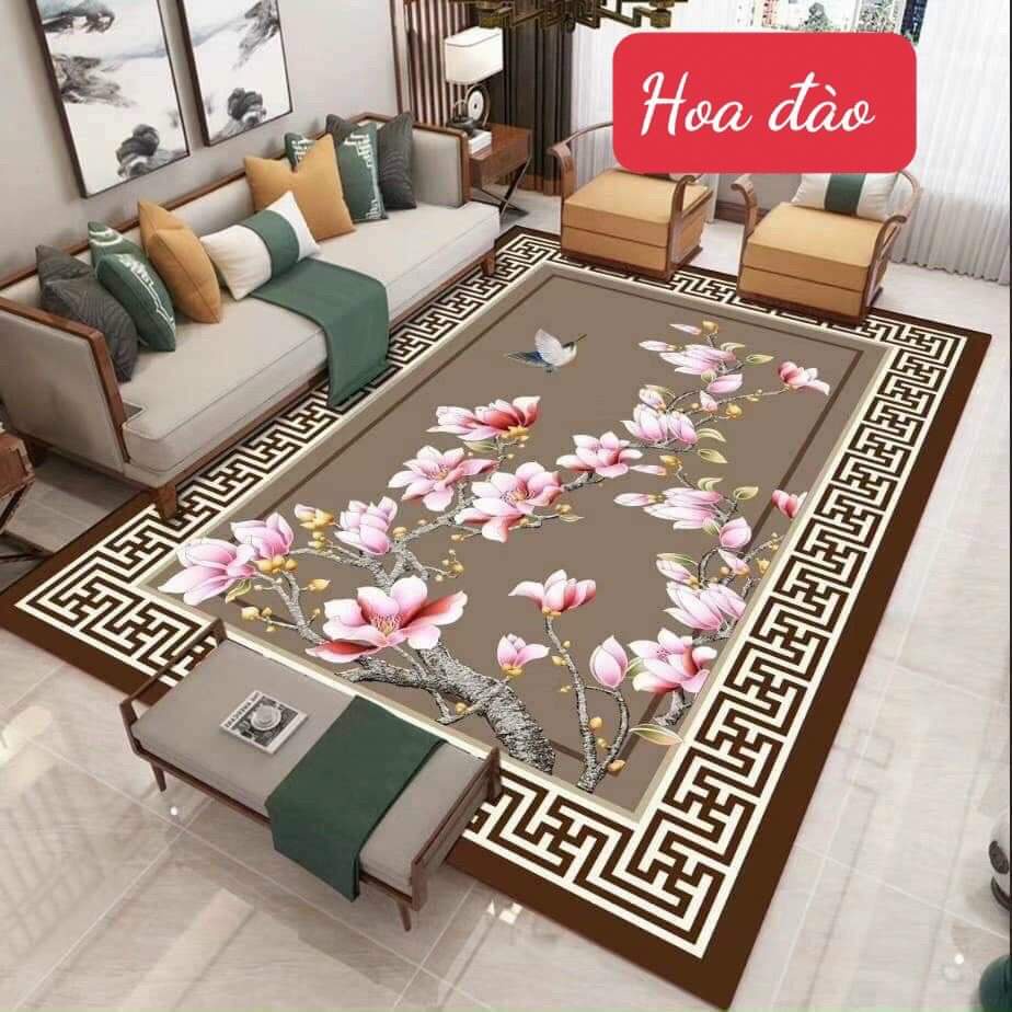 Thảm trải sàn trang trí phòng khách Bali in 3D Nhung nỉ lì cao cấp sang trọng hiện đại Bkích thước 1,2 x1,6 m