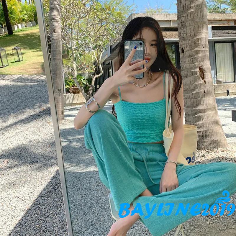 Áo Crop Top Hai Dây Vải Voan Màu Trơn Thời Trang Mùa Hè Dành Cho Nữ
