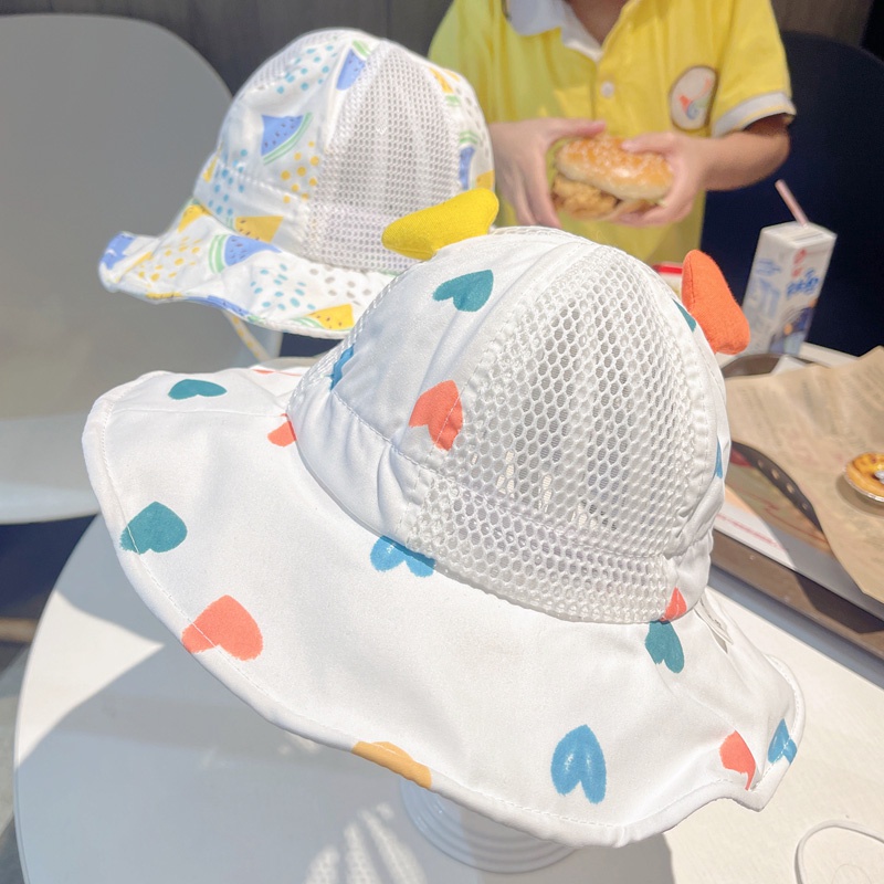 Nón Tai Bèo Phối Lưới Thoáng Khí Dễ Thương Thời Trang Mùa Hè Cho Bé Gái