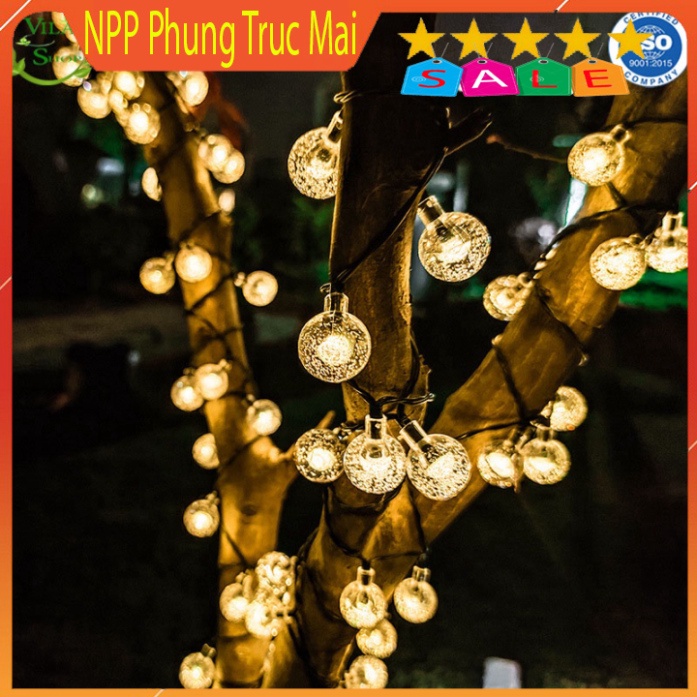 Đèn Nháy Trang Trí Màu Vàng, Đèn Trang Trí Tết Bóng Tròn Led Bi Bọt 10m DÂY ĐEN