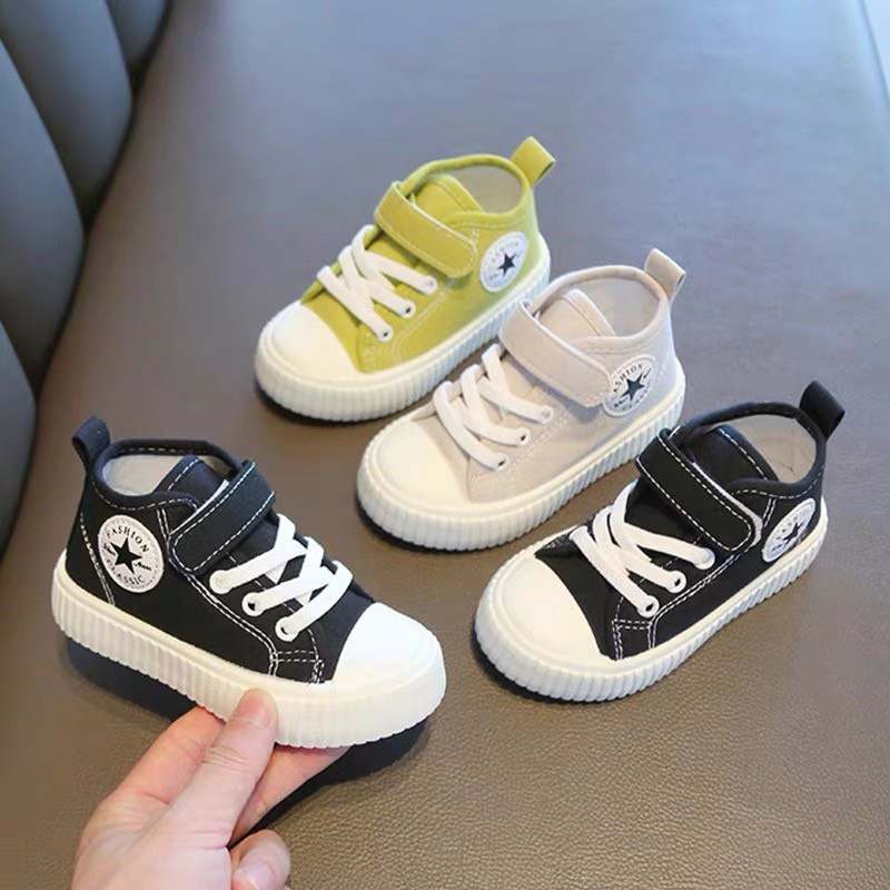 GIÀY THỂ THAO CAO CỔ CANVAS CHO BÉ TRAI BÉ GÁI - GIÀY SNEAKERS CHO BÉ CÓ QUAI DÁN, VẢI MỀM, ĐẾ ÊM CHÂN (SZ22-SZ33) A1