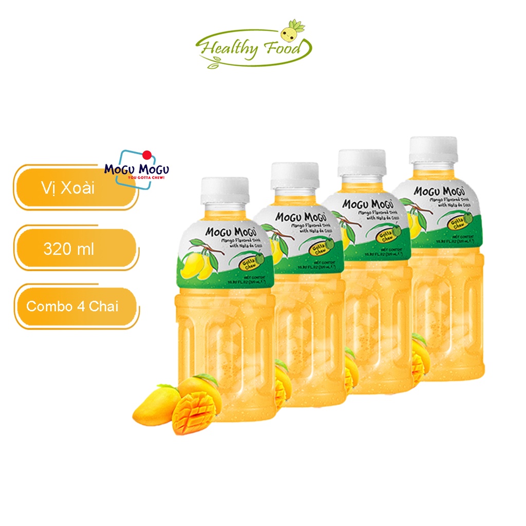 Combo 4 Chai Nước Thạch Dừa  MOGU MOGU - 4 Vị