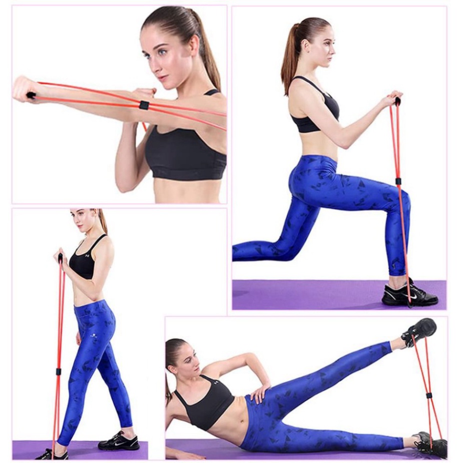 Dây đàn hồi hình số 8 tập cơ Yoga, dây tập cơ yoga bằng silicon đàn hồi co giãn momo247