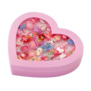 Set 30/20/12/10/5 Nhẫn Nhựa/Nhẫn Mặt Đá Kiểu Dáng Siêu Cưng Cho Bé