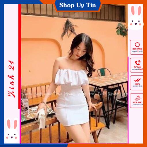 Váy body cá tính trễ vai xếp ly có mút ngực tôn dáng thời trang thiết kế Xinh 24