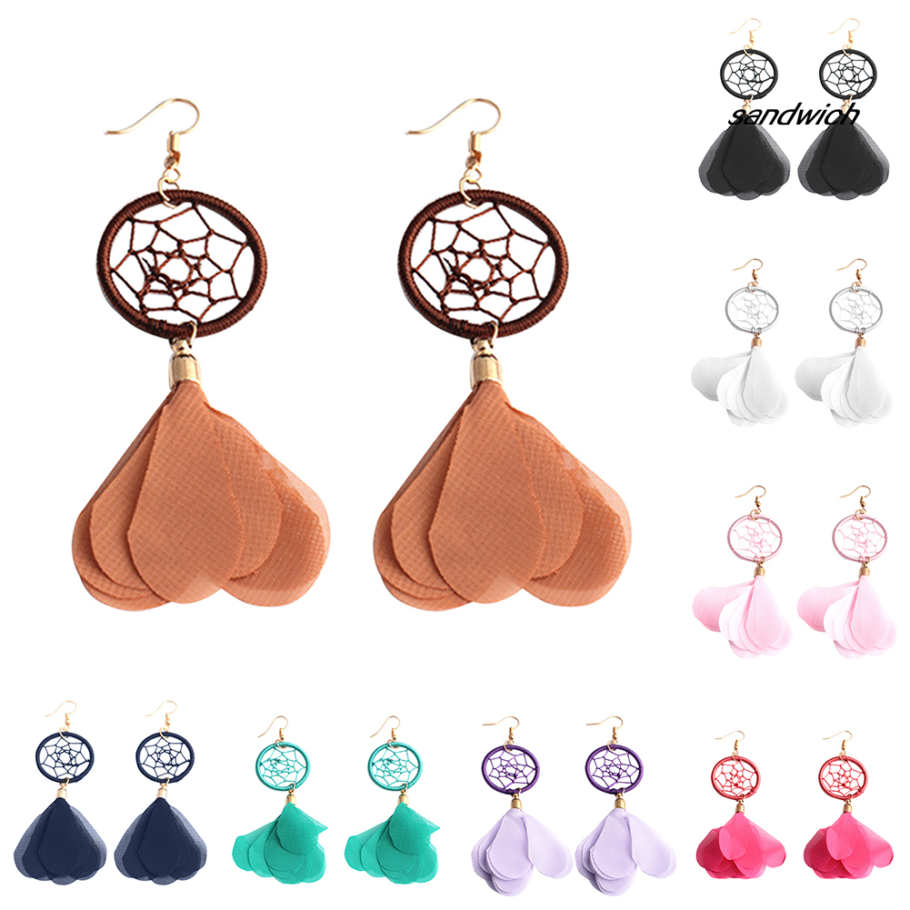 Đôi Bông Tai Dáng Dài Hình Dreamcatcher Xinh Xắn Cho Nữ