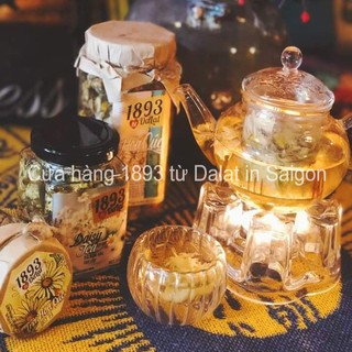 Bộ ấm trà thủy tinh 1893 chịu nhiệt, có lõi lọc, ly trà, chân nến (tặng kèm 5 nến)