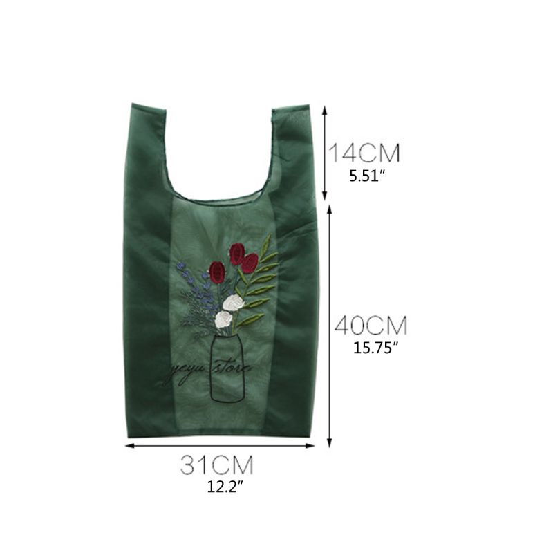 Túi Xách Tay Trong Suốt Thêu Hoa 3 Màu Chất Lượng Cao