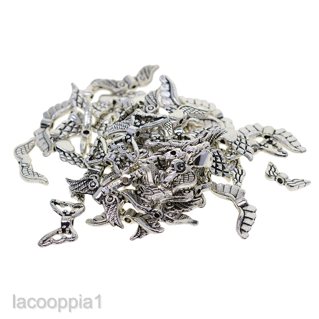 60Pcs Tibetan Silver Butterfly Angel Wing Spacer Charm Beads Jewelry DIY