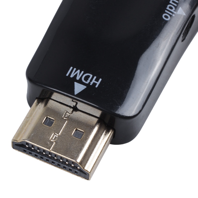 Bộ chuyển đổi HDMI tương thích sang VGA Mạ vàng với đầu nối Cáp âm thanh 3,5 mm cho PC, Laptop, DVD, Desktop, TV box hoặc các thiết bị đầu vào tương thích HDMI khác - Đen