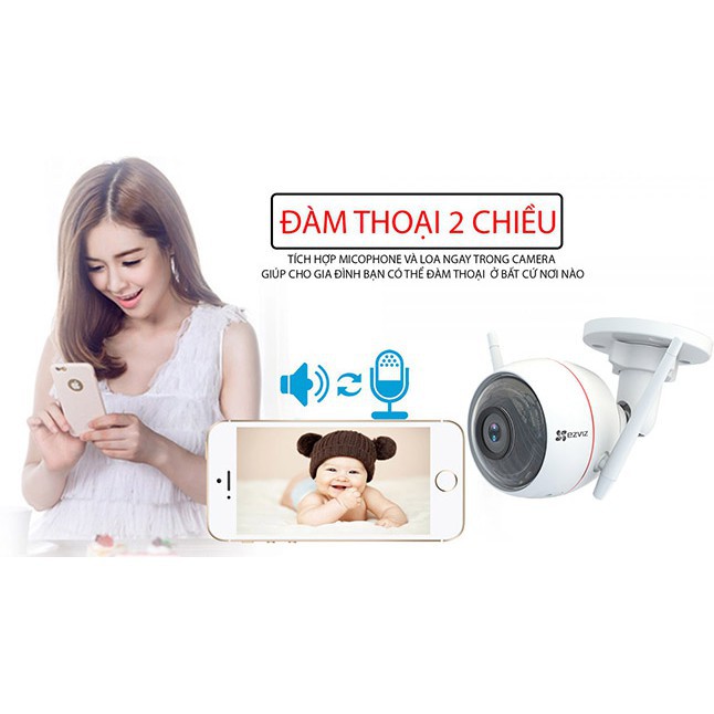 Camera không dây wifi ezviz c3w Full HD có màu ban đêm Hàng chính hãng