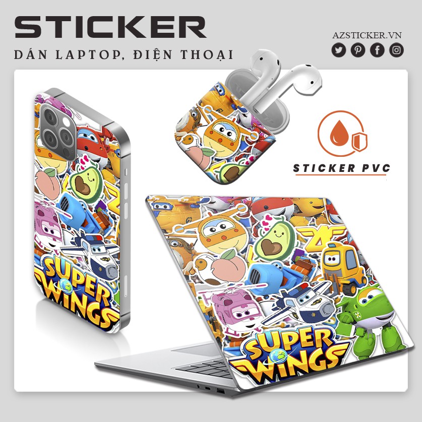 Set Miếng Dán Sticker Superwing | Dán Nón Bảo Hiêm, Điện Thoại, Laptop, Bình Nước..Chống Nước, Chống Bay Màu
