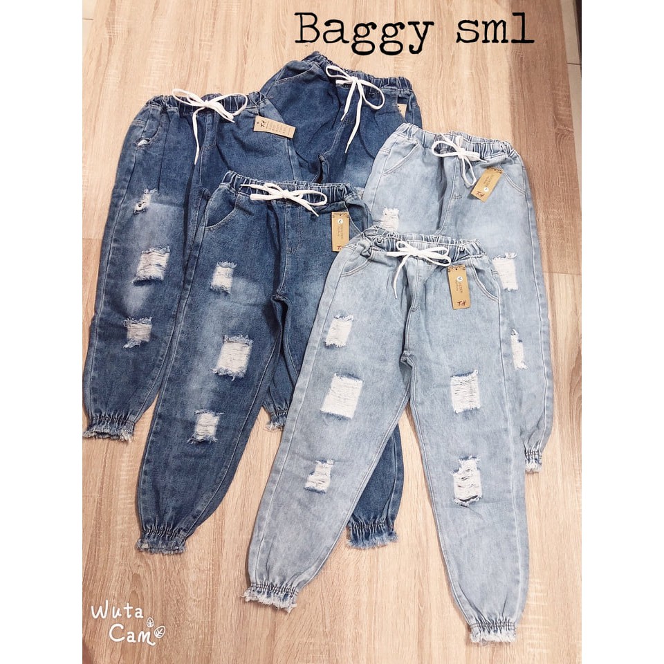 QUẦN BAGGY JEAN LƯNG THUN RÁCH CAO CẤP CHÂN BO SHOP PHƯƠNG CHÂU