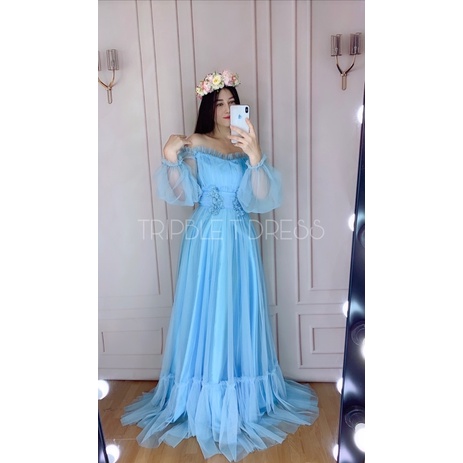 Đầm maxi dự tiệc mặc cưới TRIPBLE T DRESS -size M/L(kèm ảnh/video thật)MS165Y