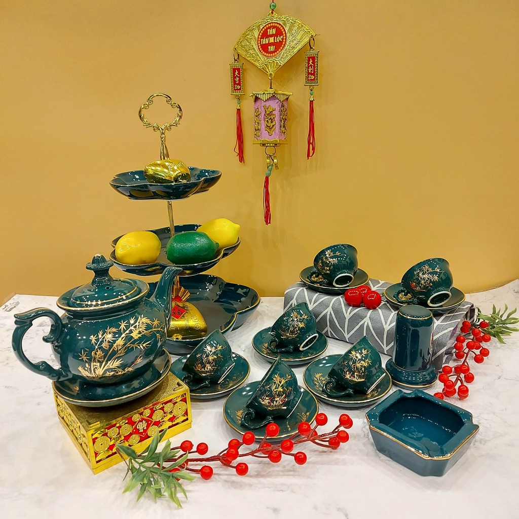 SET ẤM CHÉN UỐNG TRÀ MEN LỤC BẢO