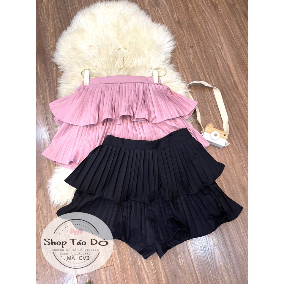 (TÁO ĐỎ BIGSIZE 55-90KG) Chân Váy Tầng Ly Xòe Dáng Ngắn 2 Tầng LY Lưng Cạp Cao Có Quần Trong CV3 (ảnh thật shop chụp) 🥰 | BigBuy360 - bigbuy360.vn