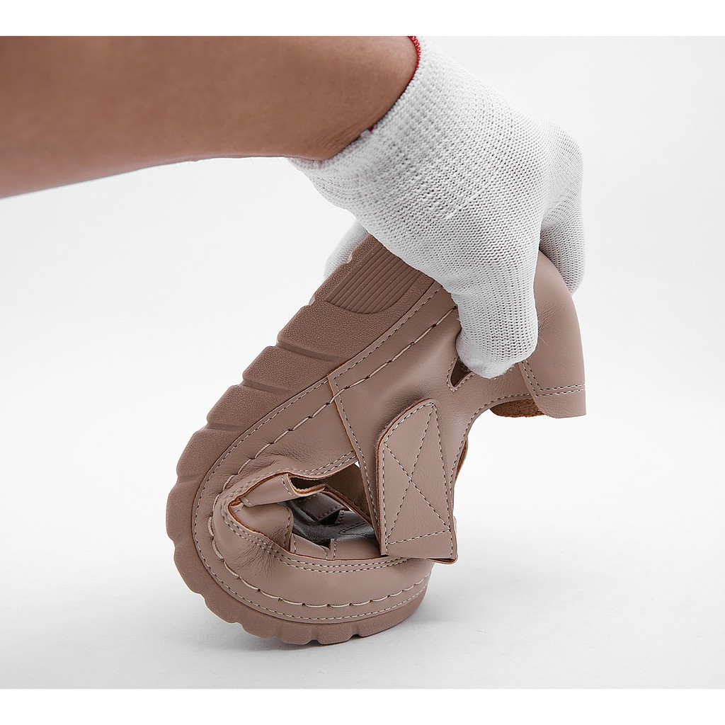 Giày lười Siketu da mềm, siêu nhẹ, quai dán, đế chống trượt cao 4cm (size 35-42)