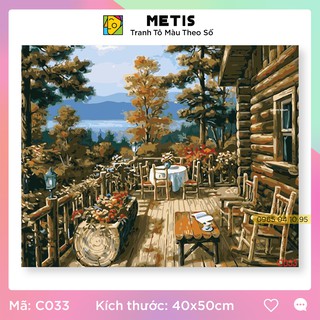 Tranh tô màu số hoá metis tranh phong cảnh nhà đẹp c033