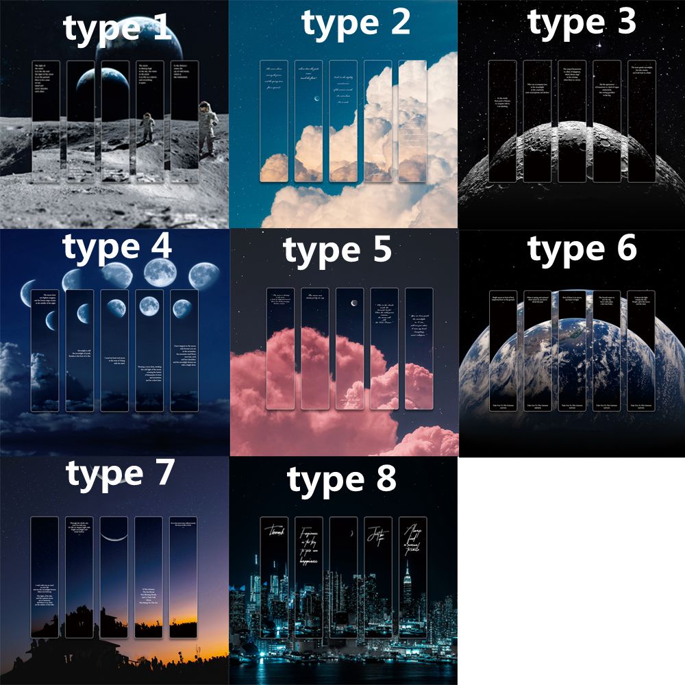 Bộ 5 Kẹp Đánh Dấu Trang Sách Bằng Pvc Họa Tiết Galaxy Siêu Bền Chống Thấm Nước