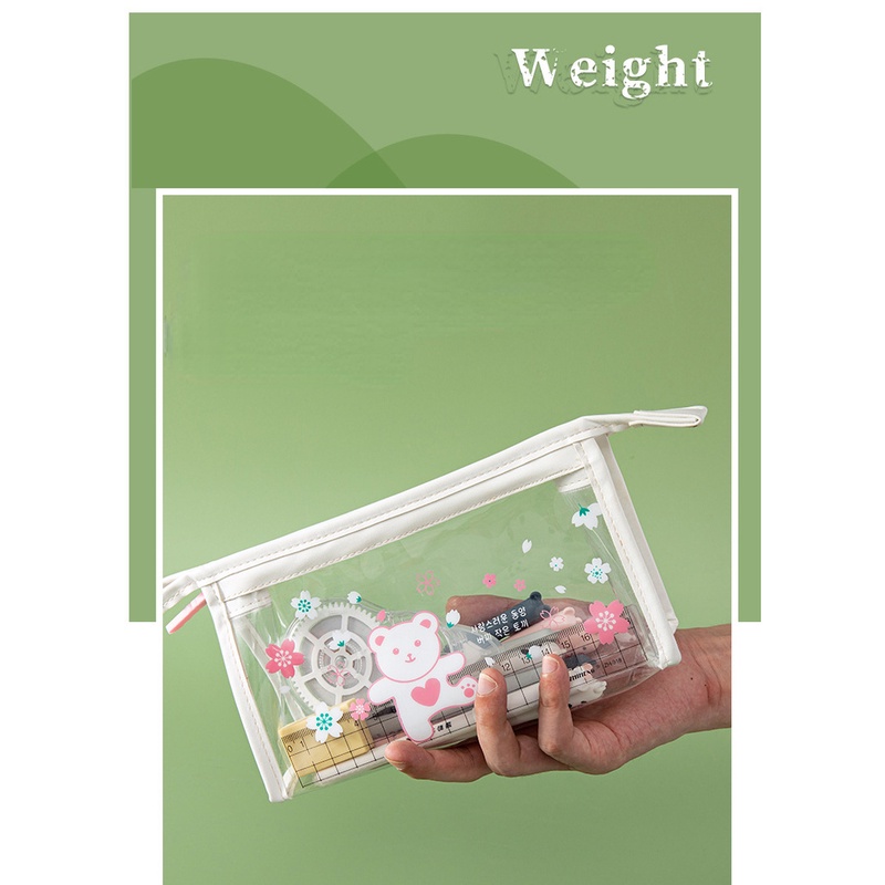 Túi Đựng Bút Bằng pvc Trong Suốt Họa Tiết Hoạt Hình Phong Cách Hàn Quốc Xinh Xắn