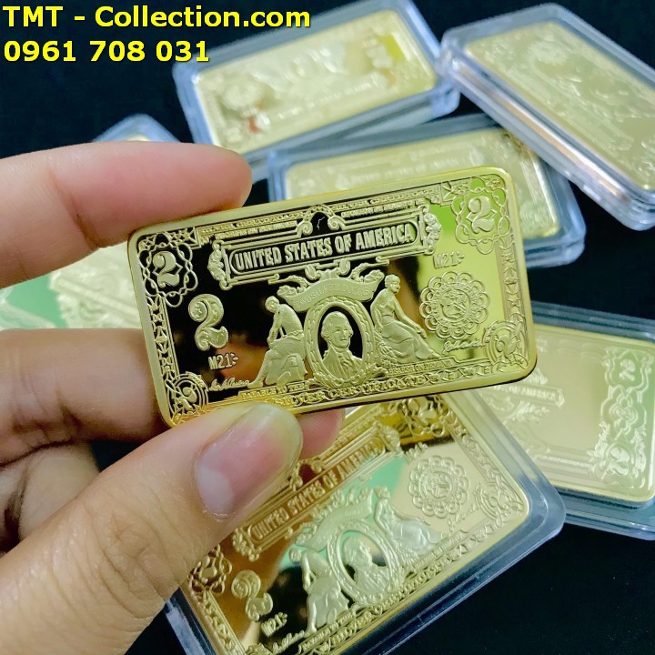 Medal hình 2 Dollars Mỹ, Trưng bày trên bàn sách, bàn làm việc, cửa sổ -TMT Collection - SP005209