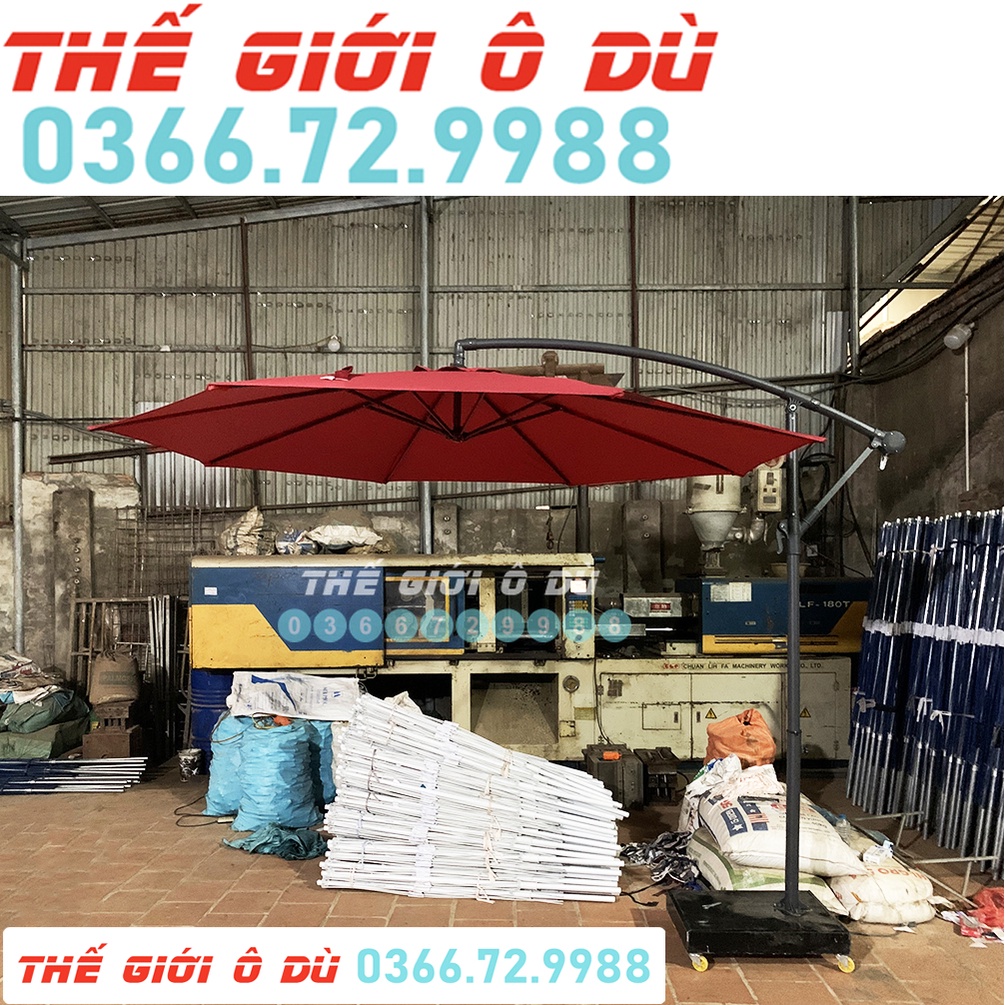 Ô Dù Lệch Tâm Tròn Đường Kính 3M che mưa che nắng (Đã kèm chân đế)