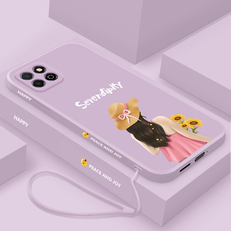 Ốp Điện Thoại Silicon Viền Thẳng In Hình Nhân Vật Có Dây Đeo Cho Redmi 9c 9a 9t