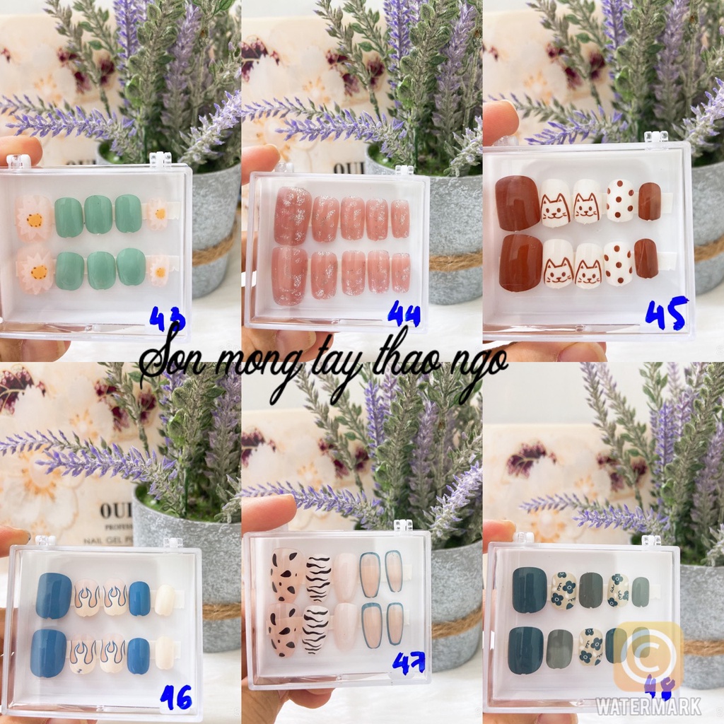 (hàng mới về) Nail Box ❤️Set 10 Móng Tay Giả Nailbox Tặng Keo Dán Móng