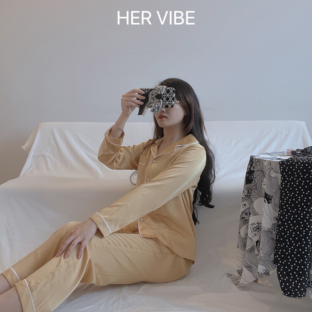 Bộ đồ nữ lụa pijama thu dáng dài quần áo ngủ ullazang xinh bộ ngủ pyjama màu trơn lụa quần dài tay dài nhiều màu | BigBuy360 - bigbuy360.vn