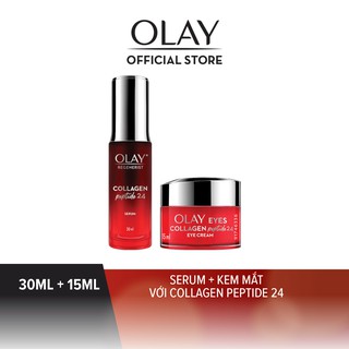 Combo Olay Ngăn Ngừa Lão Hóa Chứa Hợp Chất Collagen Peptide 24 Serum 30ml Kem Mắt 15ml