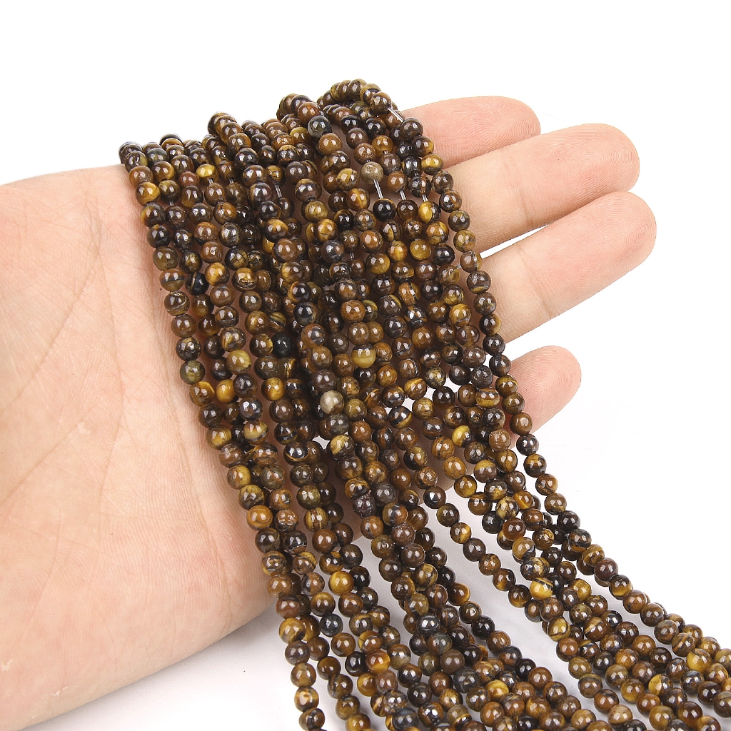 Chuỗi hạt đá mắt hổ tự nhiên 4/6/8/10/12mm dùng làm trang sức thủ công