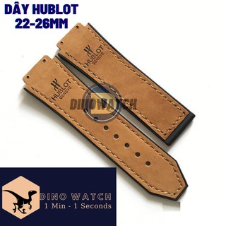 [Tặng kèm touvit thay dây] Dây Da Bò Lộn Lót Cao Su Cho Đồng Hồ Hublot Size 22,26mm