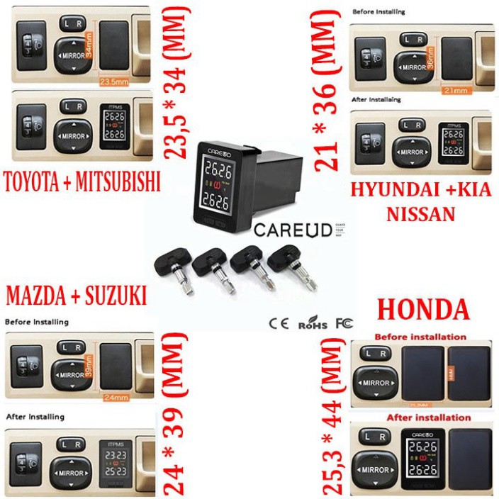 Sản Phẩm Cảm biến áp suất lốp trong Careud lắp nút chờ xe ô tô MAZDA, SUZUKI - Và Các Hãng Xe Khác ..