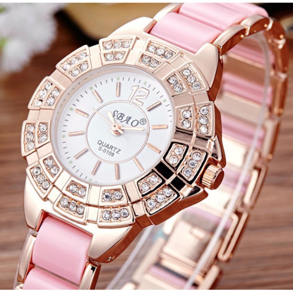 Đồng hồ thời trang nữ đính đá pha lê sang trọng đẳng cấp Quartz F172 (Hồng)