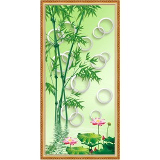Decal dán tường Minh Trí hình cây trúc hoa sen UD0292K