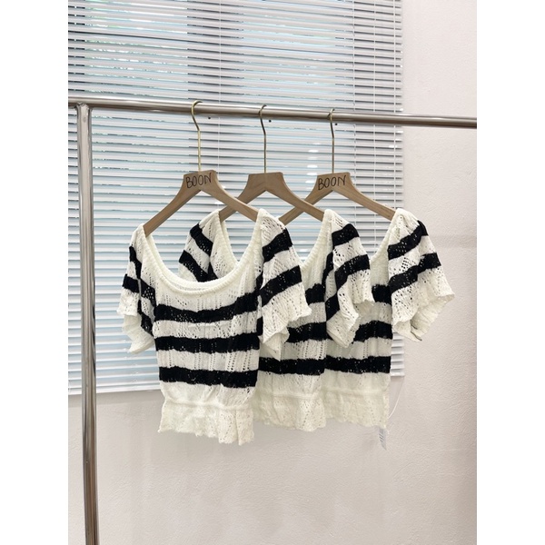 ÁO LEN TAY LOE CỔ THUYỀN BO GẤU QUẢNG CHÂU MS11399