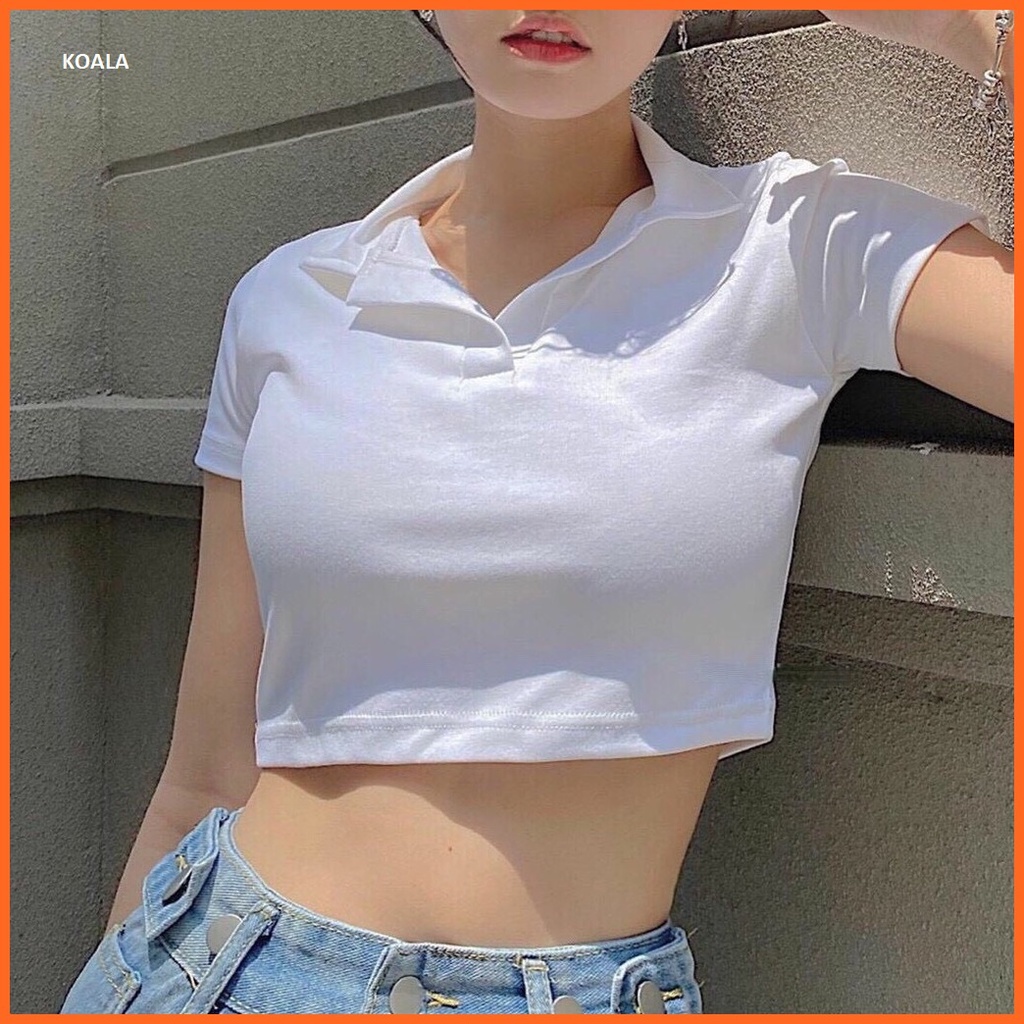 Áo croptop nữ cổ đức KOALA, croptop nữ tay ngắn siêu xinh - CT04 | BigBuy360 - bigbuy360.vn