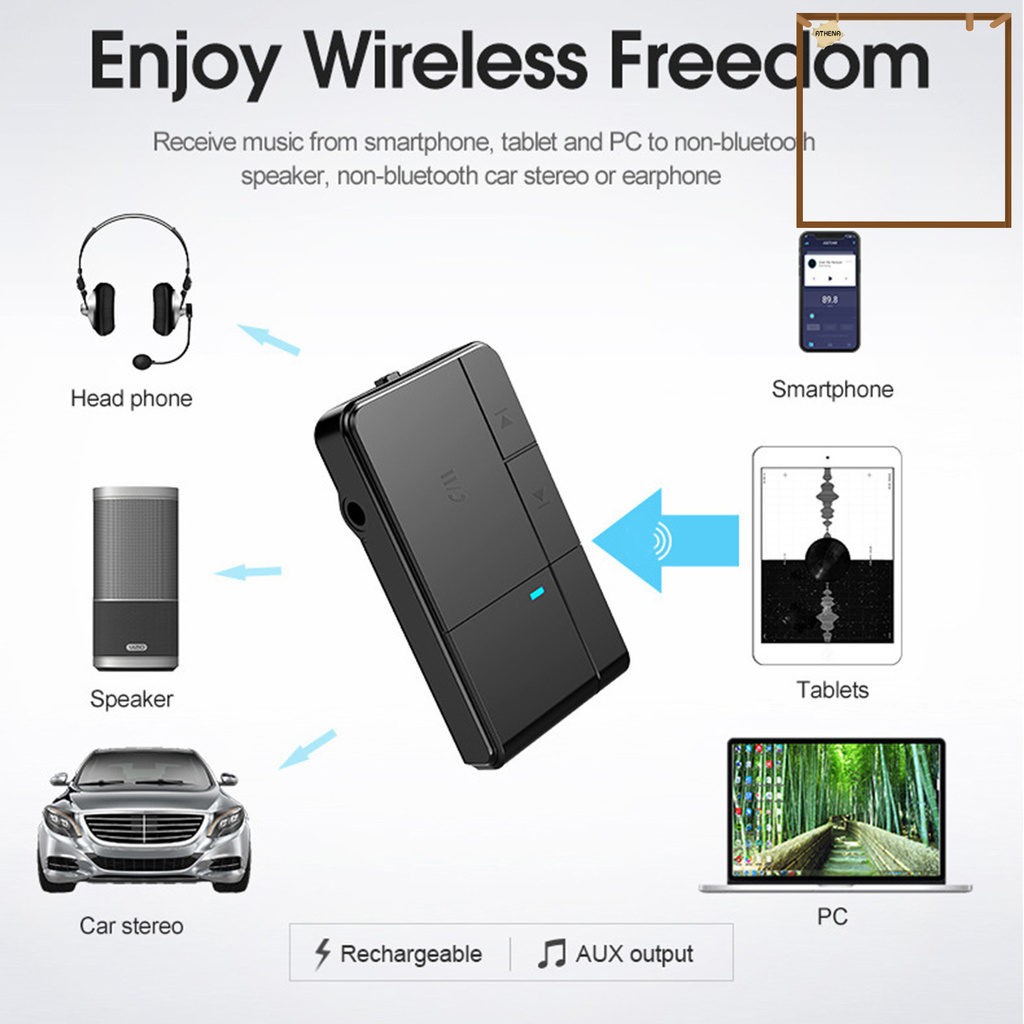 Athena🚀J20 Bluetooth 5.0 Receiver Handfree 3.5mm Jack AUX Audio Adapter